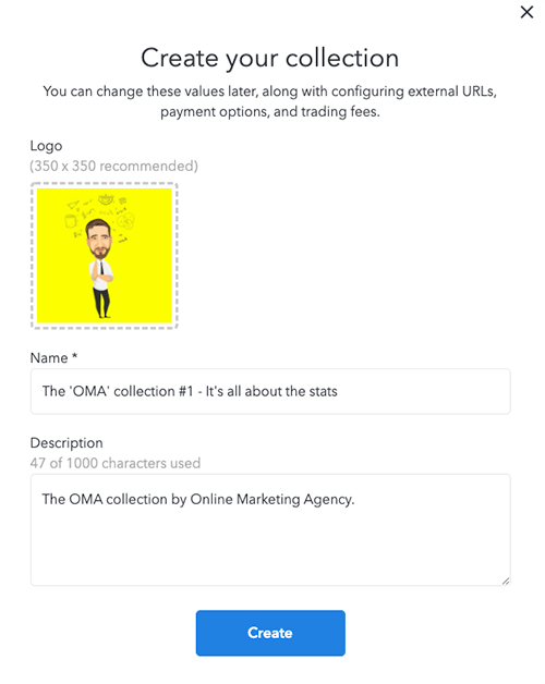 Collectie aanmaken opensea