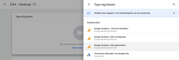 Aankoop tagconfiguratie