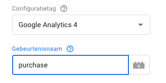 Gebeurtenisnaam purchase