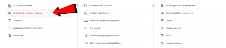 Gebruikersbeheer analytics overdragen