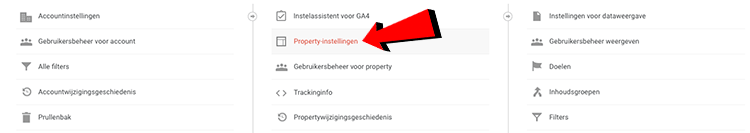 Property-instellingen analytics