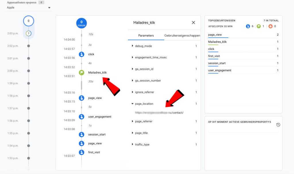 Conversie DebugView Google Analytics 4