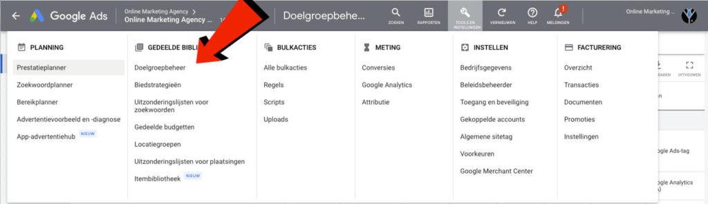 Doelgroepbeheer Google Ads