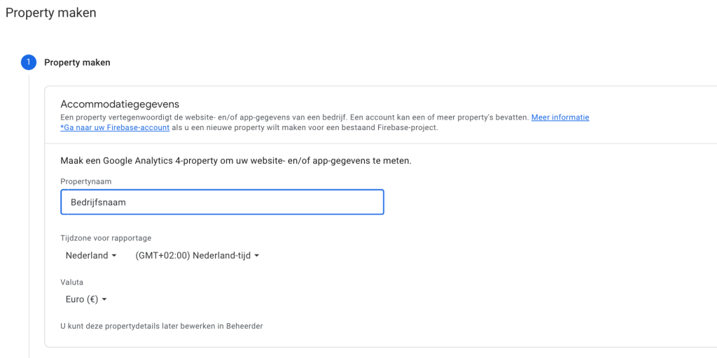 GA4 Property Aanmaken Stap 1
