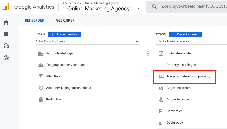 GA4 toegangsbeheer voor property