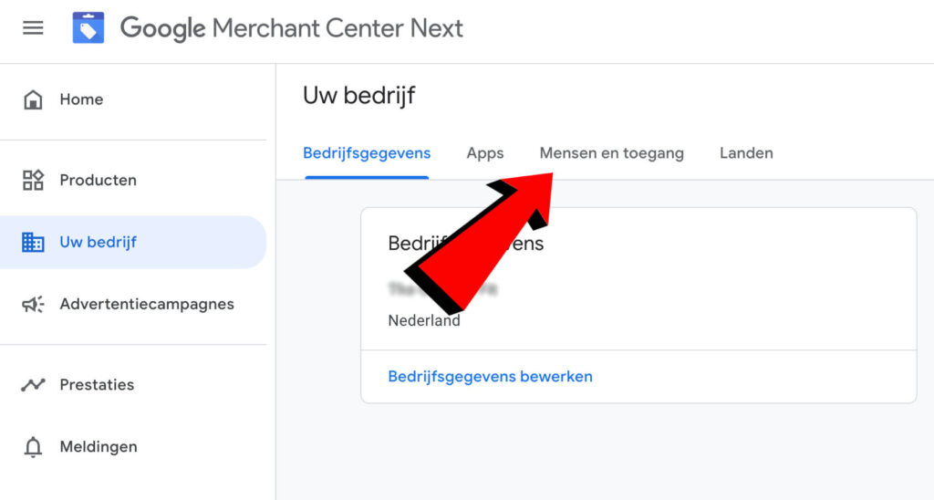 Iemand toevoegen Google Merchant Center Next