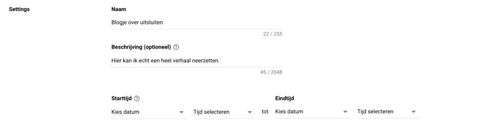 Data invullen Exclusion