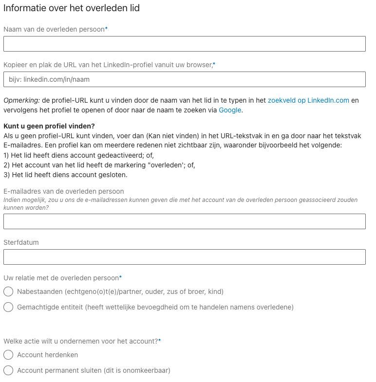 LinkedIn account overleden persoon