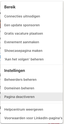 LinkedIn bedrijfspagina deactiveren