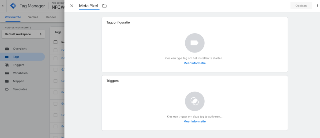 Meta pixel instellen Tag Manager
