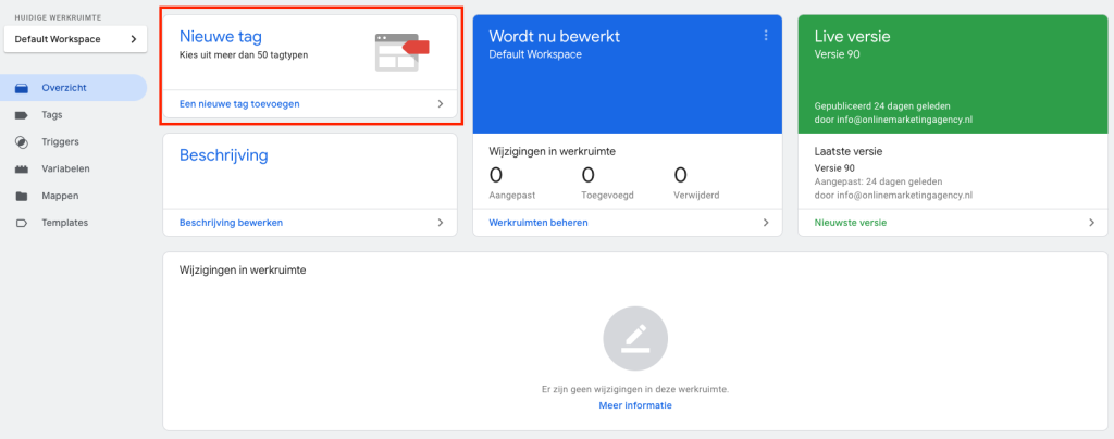 Tag Manager Nieuwe Tag Maken