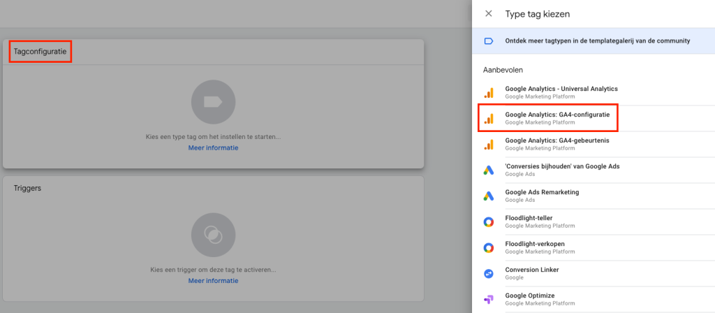 Tag Manager Tagconfiguratie
