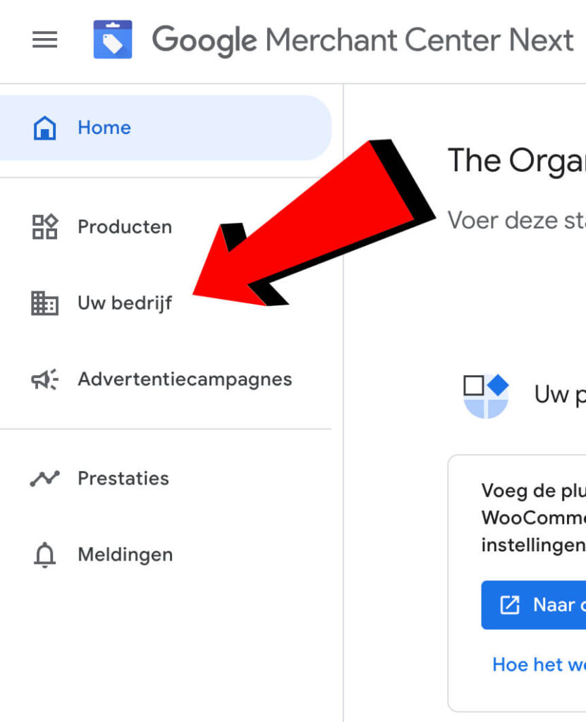 Toevoegen gebruiker Google Merchant Center Next
