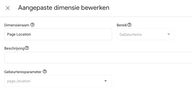 Aangepaste dimensie bewerken
