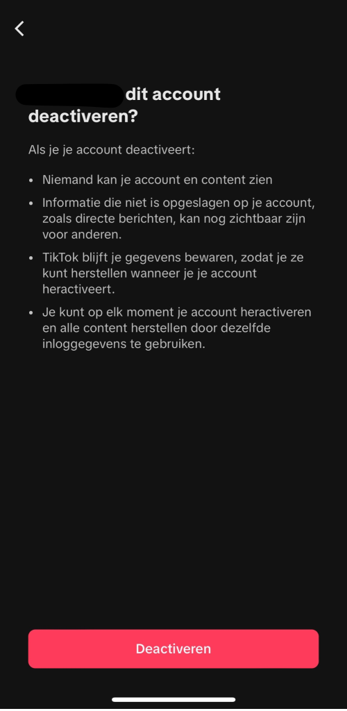deactivatie account