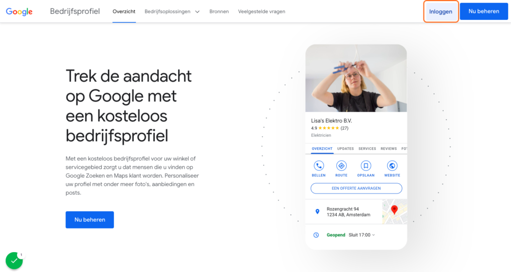 Google Mijn Bedrijf inlog